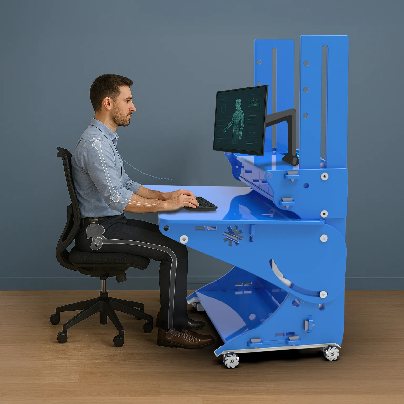 Neutral sitting posture diagram with hotspots